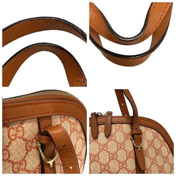 GUCCI Nice/GG Plus GG Supreme Orange Cream PVC Leather Handbag 329-080925 - Picture 8 of 14